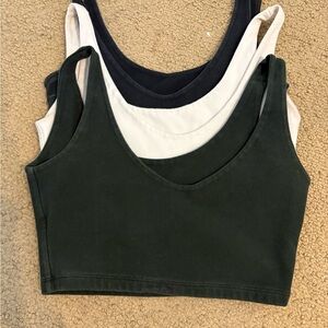 Brandy Melville Scoop Neck Crop Tank - Black, White, Charcoal